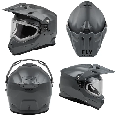 New Fly Racing Trekker Solid Grey Gray Electric Shield DOT ECE Motorcycle Helmet - Image 1 of 4