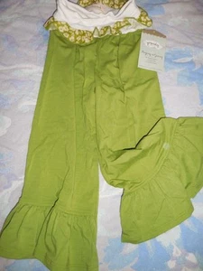 nwt Persnickety sage green ruffle pants girl 4 free ship USA - Picture 1 of 2