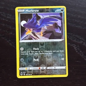 Murkrow 106/195 Pokemon Silver Tempest Sword & Shield Reverse Holo Common NM - Picture 1 of 2