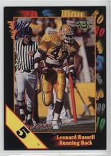 1991 Wild Card Draft 5 Stripe Leonard Russell #32 Rookie RC