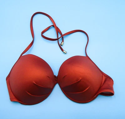 Top de bikini push-up Victorias Secret 34DDD marrón bomba acolchada con aros natación Foto 1 de 4