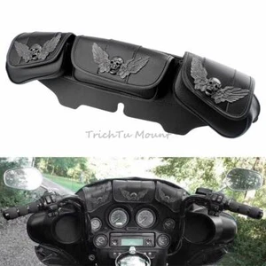 New Style Windshield 3 Pouch Pocket Fairing Bag for Harley Street Electra Glide - Picture 1 of 23