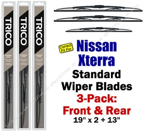 Wiper Blades 3pk Front Rear Standard fit 2000-2004 Nissan Xterra 30190x2/30130 - Picture 1 of 1