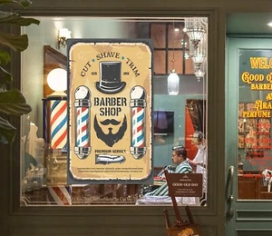 3D Man Hair Cut G185 Barber Shop Window Stickers Vinyl Wall Mural Decals Honey - Picture 1 of 10