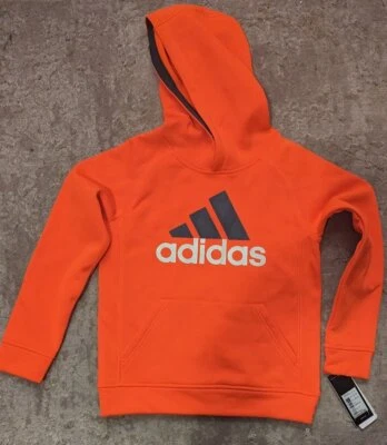 Adidas Boys Pullover Hoodie Sweatshirt (Youth Small) Orange/White/Slate Blue - Image 1 of 3