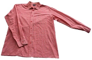 Vintage Shirt Mens 80s Red White Gingham Check Retro Mod L 44" - Picture 1 of 1
