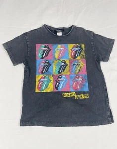 Zara The Rolling Stones Girl Gray Washed Short Sleeve Top Size 9 - Picture 1 of 8