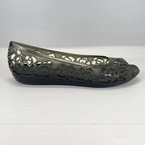 Crocs Adrinna III Damen-Sandalen Größe 8 schwarz Gummi zehenfrei bequeme flache Schuhe - Bild 1 von 10