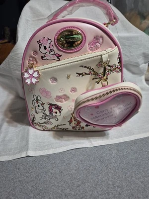tokidoki Unicorno Flor de Cerejeira Mini Mochila Bolsa Transparente Chaveiro + Porta-Cartão - Imagem 1 de 4