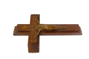 Vintage Letzte Rechte Krankenruf Kruzifix Göttlichkeit Set Kerzen Holz Kreuz - Bild 1 von 13