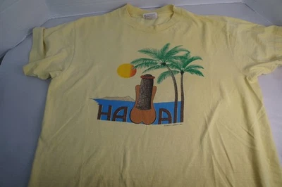 Camiseta Hawaiana De Colección Años 80 Puntada Única Hula Niña Luau Gráfico Playa Para Hombre L Foto 1 de 4