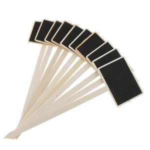 10 Pack Mini Wooden Blackboard Chalkboard Wooden with Stick Tags - Picture 1 of 7