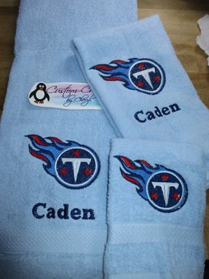 Juego de toallas de fútbol Titans personalizadas de 3 piezas, juego de toallas de fútbol Titans personalizadas Foto 1 de 4