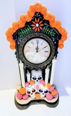 Mexico Day of The Dead Mantle Clock Display Decoration Candles & Skulls Costco  - Image 1 of 4