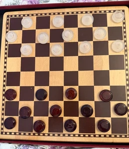 Excellent Quality Woodfield Collection Checkers Game Wood Board & glass checkers - Picture 1 of 4