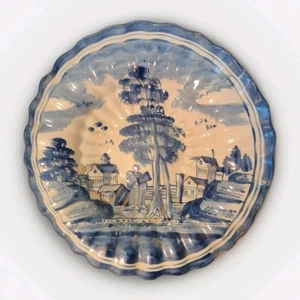 POLYOBULATED PLATE IN ENAMELED CERAMIC. HAND DECORATED. TALAVERA. CENTURY XVIII - Picture 1 of 8