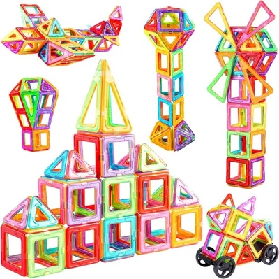 105CS Magnetic Building Blocks STEM Magnetic Tiles BPA Free - Image 1 of 4