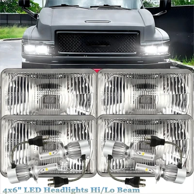 Faros LED de haz alto/bajo H4 4 piezas aptos para GMC C4500 C5500 Topkick 2003-2009 DOT 4x6" Foto 1 de 4