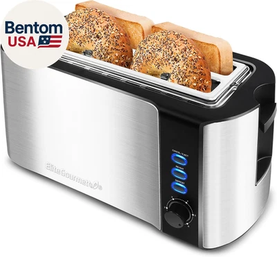 Tostadora ECT-3100 Ranura Larga 4 Rebanadas, Recalentar, 6 Ajustes de Tostado, Descongelar, Cancelar Fu Foto 1 de 4