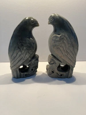 Pájaros chinos de piedra tallados a mano. "7"" de alto". Nefrita o Jade Foto 1 de 4