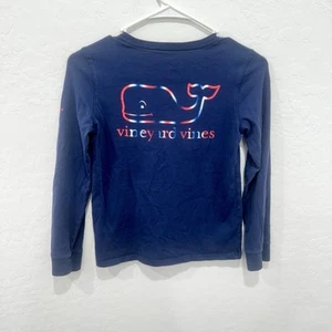 Vineyard Vines T-Shirt Youth Medium Whale Graphic Long Sleeve Pocket Navy Blue - Picture 1 of 6