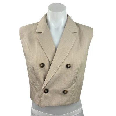 Top Corto Sin Mangas Semilla Mostaza Beige Cuello Doble Pecho Talla S Foto 1 de 4