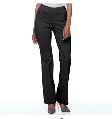 Apt 9 女式 Brynn 靴型剪裁正装裤黑色长裤弹力 18 码 — 第 1/4 张图片