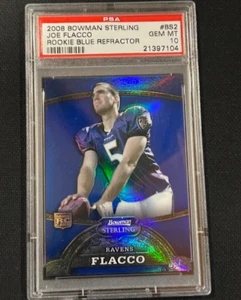 Joe Flacco 2008 Bowman Sterling Rookie Blue Refractor #BS2 RC NFL Ravens- PSA 10 - Picture 1 of 2