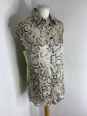 PINKO animal print sleeveless blouse top 10 12 VGC lace trim lightweight classic - Image 1 of 4
