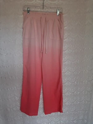 Pantalón Mujer SO Lino Con Elástico, Rosa con Transición de Color, Talla M Foto 1 de 4