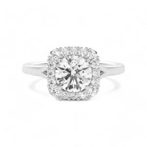 Anillo de compromiso de oro blanco de 18 quilates diamante real redondo 0,80 quilates IGI o GIA 5 6 7 - Imagen 1 de 10