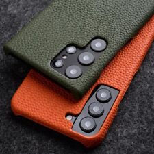 For Samsung Galaxy S22 Plus S22 Ultra Phone Case Lichee Pattern Genuine Leather