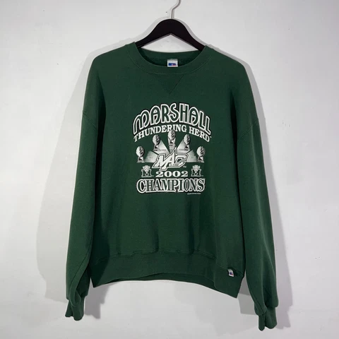 Vintage 2002 Marshall Thundering Herd Champions Crewneck Sweatshirt Russell XL Cover