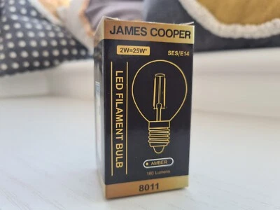 James Cooper LED Filament Bulb 8011 Amber/SES/E14/25W/180LM Single Bulb - New - Image 1 of 4