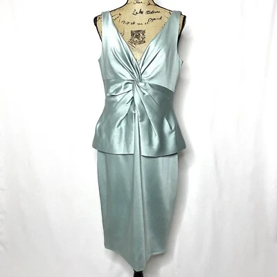 Vestido Vaina Lela Rose 12 Azul Torcido Frontal Cuello en V Sin Mangas Cóctel Formal NUEVO Foto 1 de 4