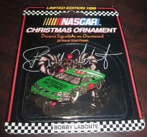 BOBBY LaBONTE Nascar Christmas Ornament 1999 24 KARAT GOLD FINISH New In Package - Picture 1 of 3