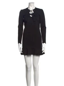 Emilio Pucci authentic New Solid Black Long Sleeve Mini Dress Lace Up 40 Small 6 - Picture 1 of 9