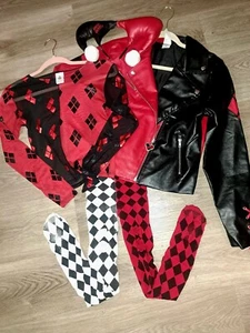 Harley Quinn Leather Faux Jacket(M) Cosplay Shirt(S) Head band and cute leggings - Picture 1 of 5