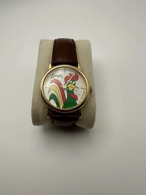 Reloj Kellogs Corn Flakes Corny Hombre 33mm Tono Dorado Correa Cuero 1996 Batería Nueva Foto 1 de 4
