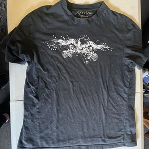 Medium Black T-shirt - Skull & Flowers - Y2K Rewire Brand - Picture 1 of 4