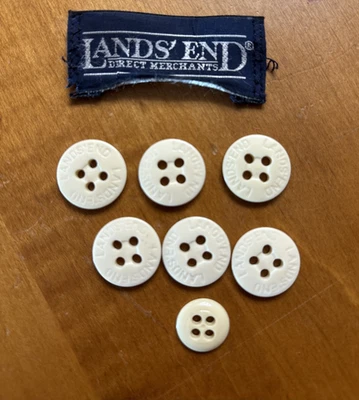 Lands End Pants Replacement Buttons .69 " Lot Of 6+1 small 1/2" Off White Ivory - Image 1 of 4