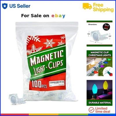 Magnetic Christmas Light Clips Outdoor Weatherproof 100 Pack for Gutter Fence - Image 1 of 4