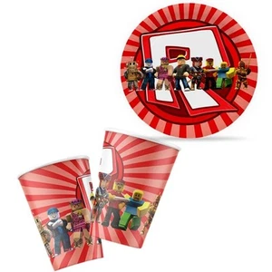 Robot Blocks Party Supplies Boy Birthday Party Balloon Tableware Napkins Cups - Picture 1 of 30