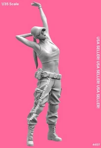 1/35 Resin Figure Modern US Female Soldier Stretching & Yawning Model Kit 44137 - Picture 1 of 6