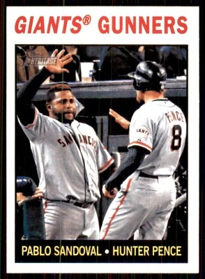 2013 Topps Heritage #306 Pablo Sandoval Hunter Pence San Francisco Giants Foto 1 de 2