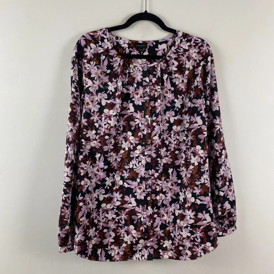 Blusa Camisa Floral Abotonada Colección J.Jill Wearever Talla XL Manga Larga Foto 1 de 4