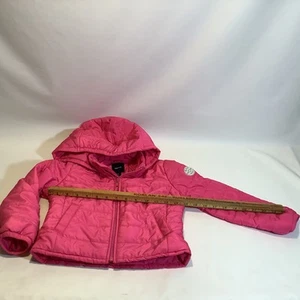 GAP KIDS XS 4-5 Puffer Jacket Neon Pink Primaloft VGUC Zip W/ Hood VGUC** - Picture 1 of 11
