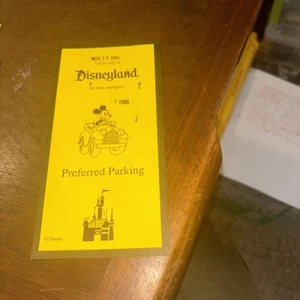 Disneyland Preferred Parking Ticket Nov.13,1996 Mickey Mouse Castle Card Vintage - Picture 1 of 2