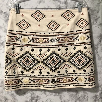 Dry Goods Blu Pepper Women’s Size Large Beige Embroidered Short Mini Skirt - Изображение 1 из 4