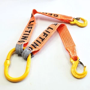 Towing V Bridle Straps 50cm + Top Ring Sling Snap Hooks 4 Car Carrying Truck Tow - Picture 1 of 3